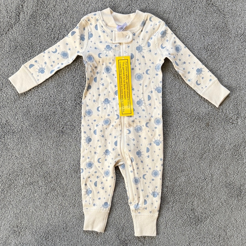 Hanna Andersson Cream and Blue Celestial Bodysuit